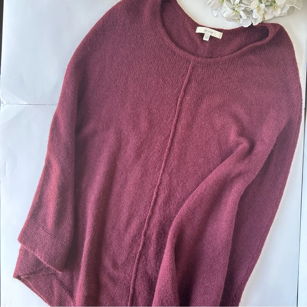 Sejour burgundy sweater poncho